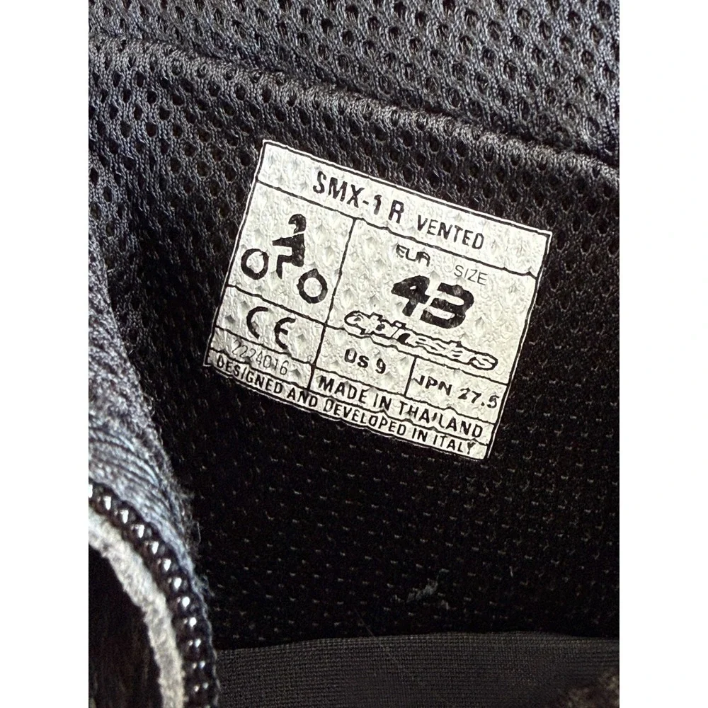Alpinestars SMX-1 R Vented Motorcycle Boots Black Mens Size US 9 EUR 43